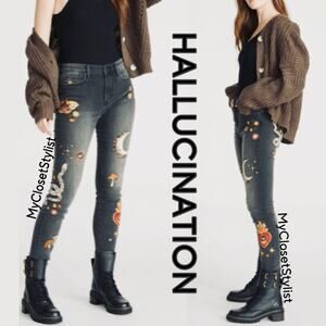 Driftwood HALLUCINATION Snake Jeans! NWT 29 30 Black Embroidered RARE COVETED!